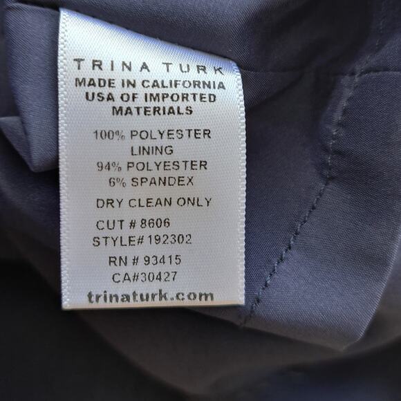 Trina Turk Atlantis Navy Blue Ruffle Mini Dress Size 4 Sleeveless Shift - Picture 8 of 8